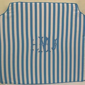 Thick striped and Monogrammed Headboard - 3&quot; thick headboard with Piping border - 100% Polyester Headboard