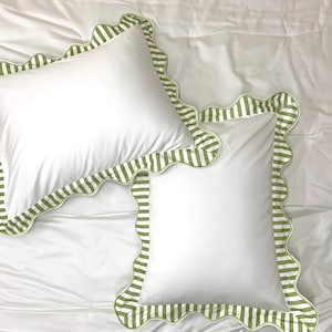 Striped Scalloped Edge Border Pillow/Euro Sham (Set Of 1)