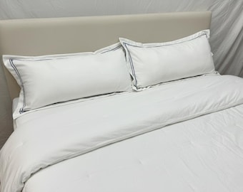 100 % Cotton Sateen Hotel Stitch Euro/Pillow Sham in Double Border Embroidery