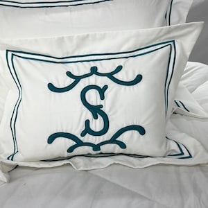 Monogram Cotton Sateen Hotel Stitch Euro/Pillow Sham in Double Border (Set Of 1)