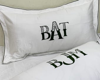 Single Edge Embroidery border 100% Cotton Sateen Hotel Stitch Euro/Pillow Sham with Monogram