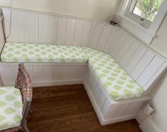 3"dickes Bankkissen | Verdure Elegance Traditionelles Muster Bankkissen mit Paspelrand | Sitzkissen in kundenspezifischen Größen erhältlich