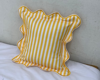 Scalloped Border Striped Pillow/Euro Sham | Decorative Pillow shams for room decors  (Set Of 1)