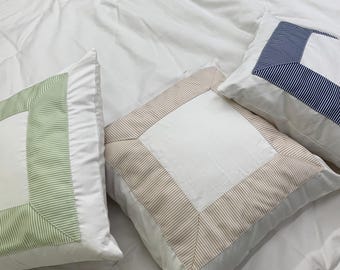 Centred Border Frame Striped Pillow/Euro Sham | Decorative Pillow shams for room decors  (Set Of 1)