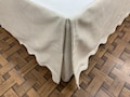 Ticking Stripe Pattern Scalloped Embroidery  Bed Skirt - 8" to 39" Drop Length 1 PIECE BED SKIRT 3 Sided 100% Polyester
