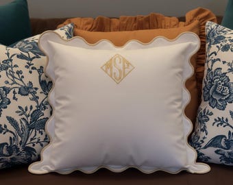 Personalized Monogram at top centre Euro Sham with Scalloped embroidery (Set of 1)