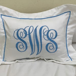 Single Embroidery border 100% Cotton Sateen Hotel Stitch Euro/Pillow Sham with Monogram