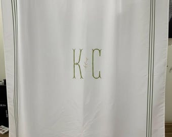 400 TC cotton sateen Shower curtain, Triple border Personalized Monogram Shower Bath Curtain 1 Panel