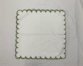 Cotton Napkins, Cloth Napkins, small Allena  Scalloped Napkins, 14&quot;X14&quot; & 18&quot;x18&quot;- Dinner Napkins