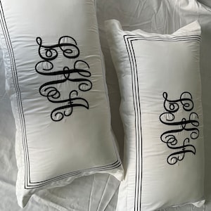Personalized Monogrammed Pillow Sham 100% Cotton Sateen Luxury Hotel Collection Triple Embroidery Border Cord 400 TC (Set of 1)