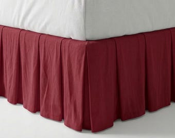 100% Cotton Sateen Pleated bed skirt  - 8" to 39" Drop Length 1 PIECE BED SKIRT 3 Sided