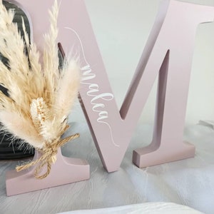 Gift Birth, Children's Room Decoration, Baptism, Girls' Room, Dried Flowers, Wood Letter, Wood Decoration