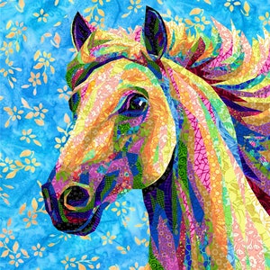 HORSE quilt pattern, fabric collage, applique