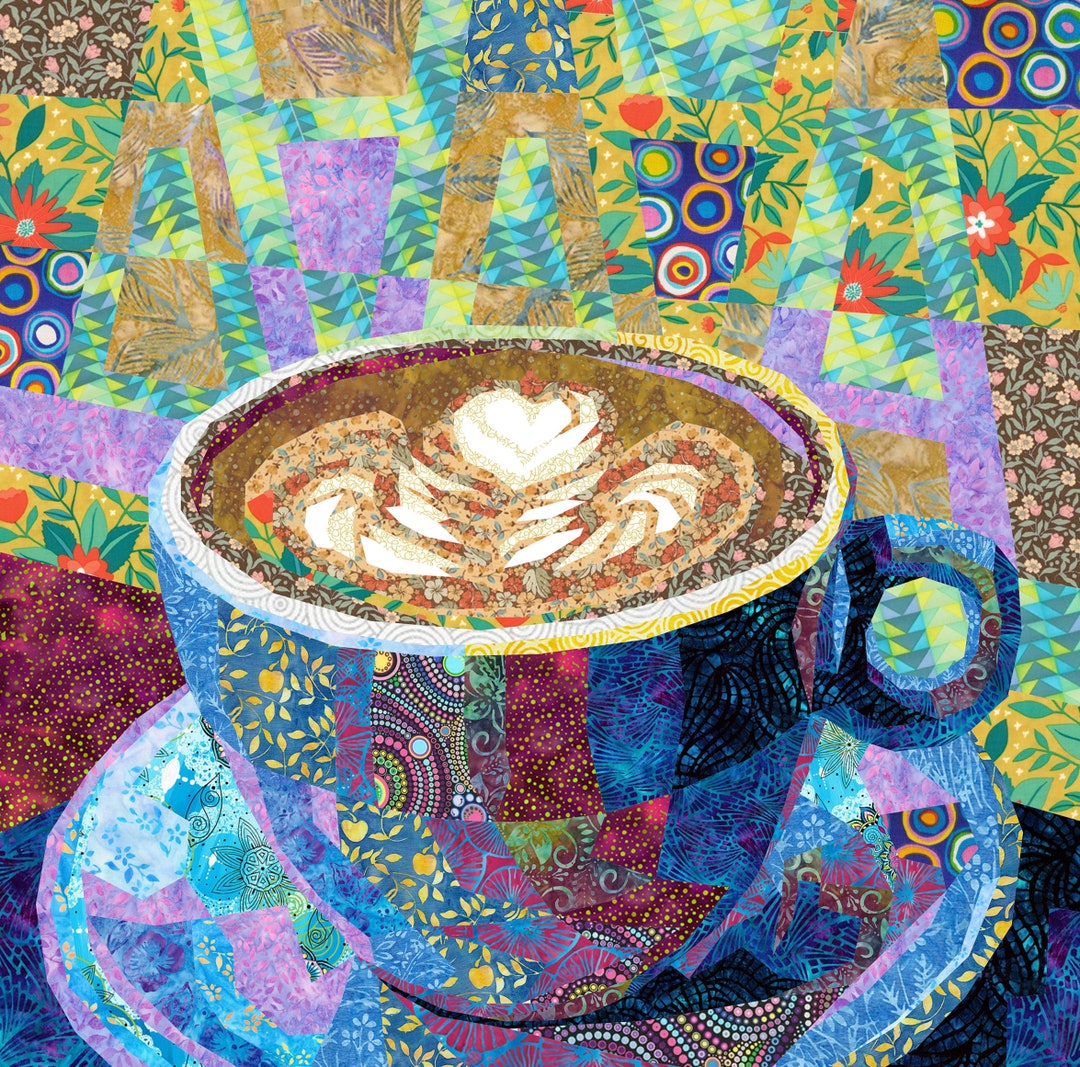 BLUE CUP of COFFEE quilt pattern Etsy 譌･譛ｬ