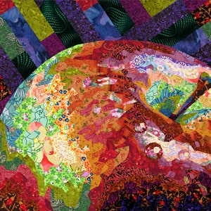 SWEET APPLE quilt pattern, fabric collage, applique