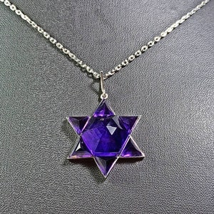 Amethyst Jewish Star Pendant: Sterling Silver Star of David Necklace