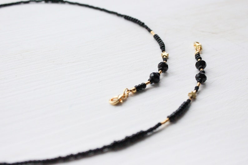 Glasses chain beaded Eyewear chain black gold Gift for Etsy