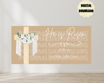 Easter Cross Banner Template | Christian Event Backdrop (Digital Download)