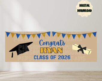 Graduation | 2026 Graduate | Banner Template | Birthday Banner | EDITABLE DIGITAL FILE | Canva Edit | Customizable