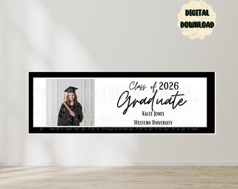 Graduation Banner Template | Class of 2026 Graduate | Customizable Canva Design (Digital Download)