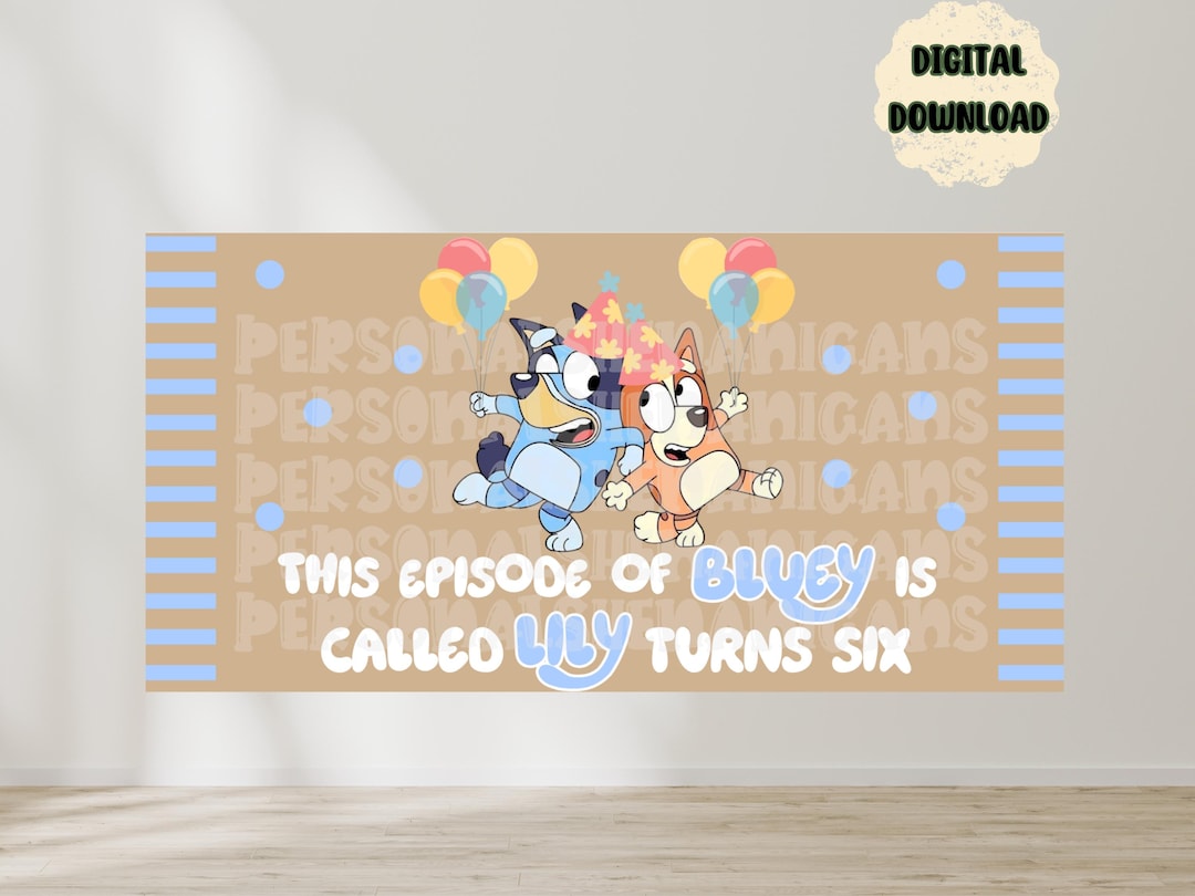 Bluey Banner Template | Birthday Banner | Stripes | Polkadot | EDITABLE ...