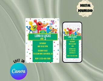 Kids Birthday Invitation| Custom Editable Digital Invitation Template | Printable PDF + Mobile Invite | Canva Editable | Instant Download
