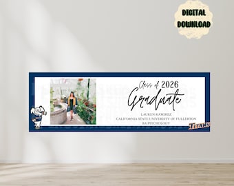 Editable Graduation Banner Template, Personalized Grad Photo Sign (Digital Download)