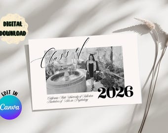 Graduation Announcement Card | Modern Photo Invite (Digital Download)