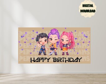 Anime Kpop | Banner Template | Birthday Banner | EDITABLE DIGITAL FILE | Canva Edit | Customizable