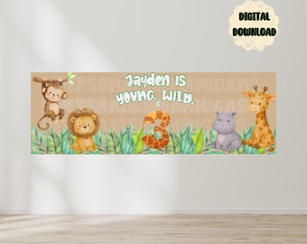 Jungle Themed  Banner | Template | Birthday Banner | EDITABLE DIGITAL FILE | Canva Edit | Customizable