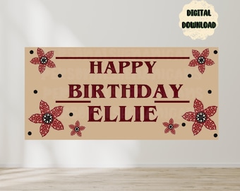 Stranger Things Banner Template| Demogorgon | Birthday Banner | EDITABLE DIGITAL FILE | Canva Edit | Customizable
