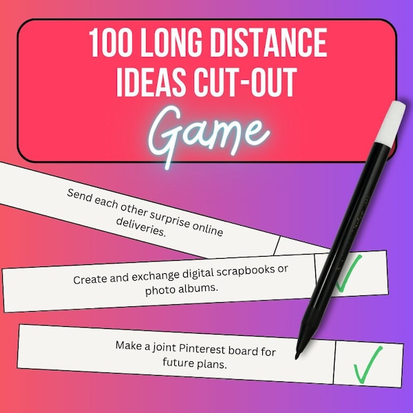 100 Long Distance Date Ideas | Date Night Cards | Date Night Cards for Couple | Couples Game | Long Distance Gift | Date Night Idea