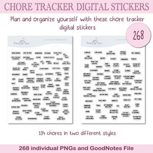 Chore Digital Stickers | Chore tracker Digital Stickers | Cleaning Stickers | Adulting Stickers | GoodNotes Stickers | Android Stickers iPad