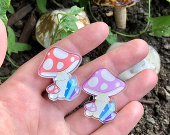 Mushrooms & Crystals Acrylic Pins