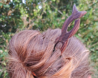 Pic à cheveux en bois pique baguette chignon coiffure artisanal