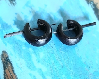 Black wooden hoop earrings for women and men