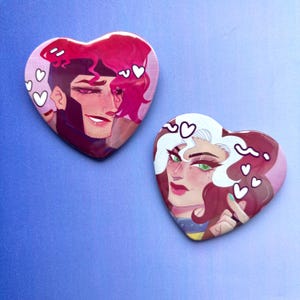 Rouge and Gambit Heart Badges