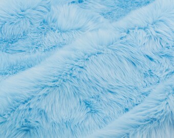 LUXURY Short Plush Super Soft Faux Fur Fabric Material SKY BLUE