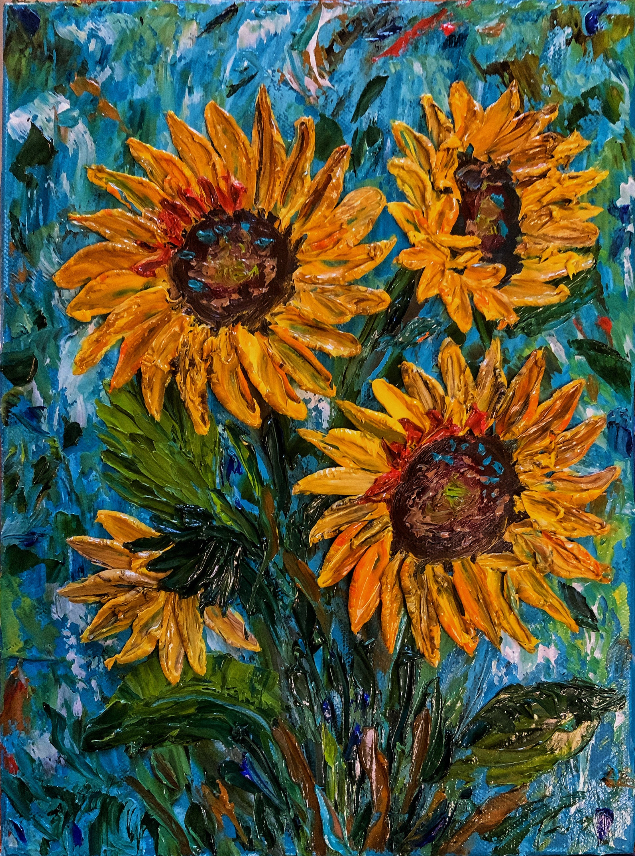 sunflower-vase-oil-painting