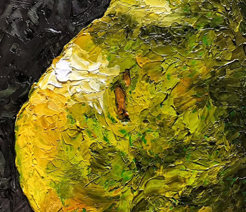 Rustic Chic Impressionist Painting Soft Pears Abstract Oil Impasto Painting