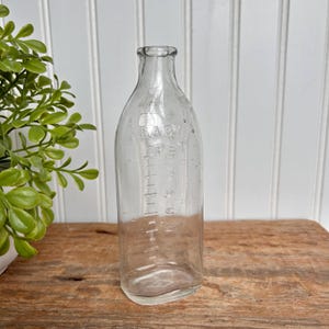 Vintage Antique &quot;Baby&#39;s Pet&quot; Clear Glass Infant Nursing Bottle | 8 Ounces, Embossed Measurement Markings