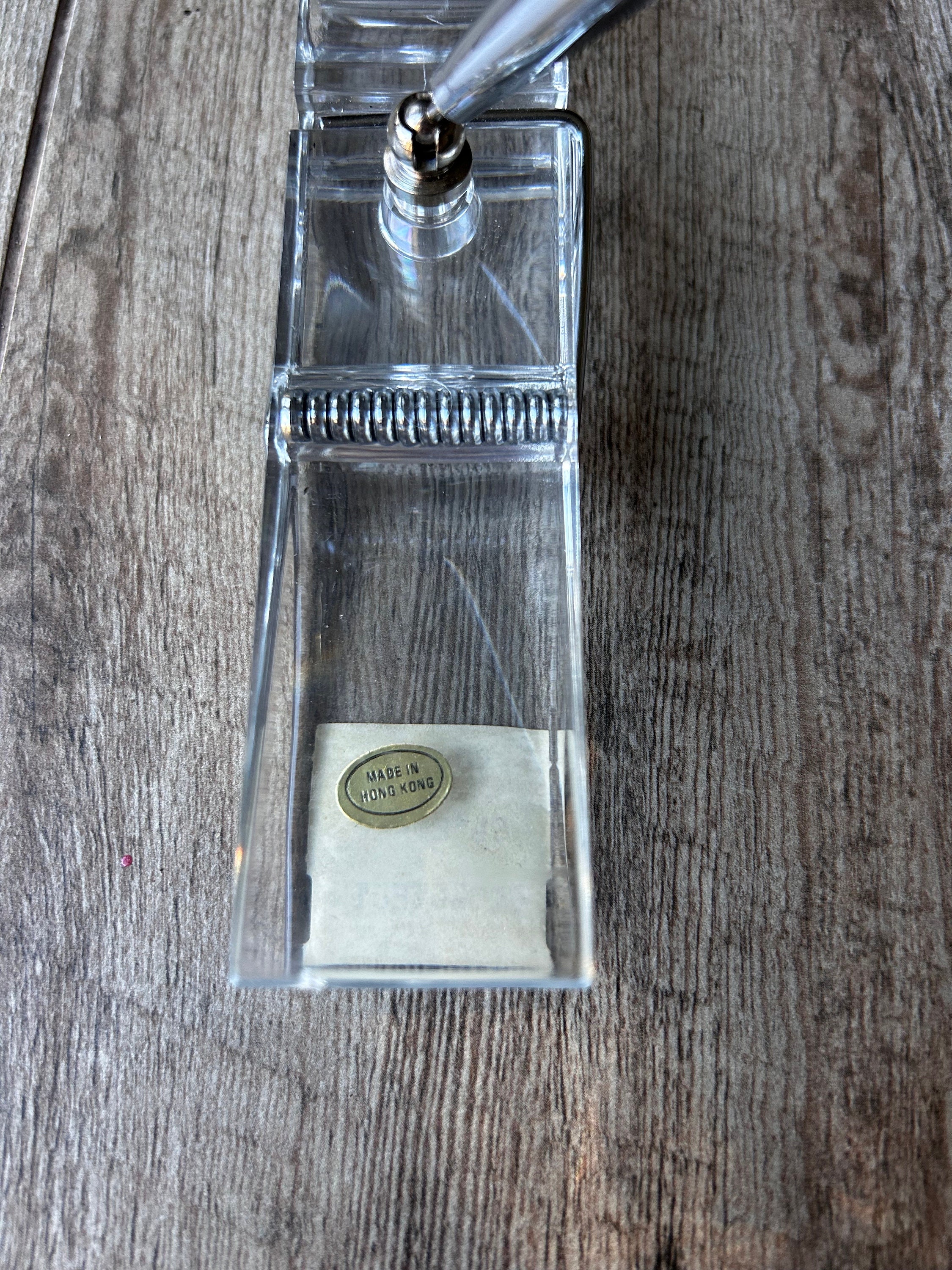 Giant Lucite Clothespin Memo Holder With Pen & Letter Opener 1980s