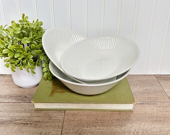 Johnson Brothers Ironstone &quot;Athena&quot; Choice of Serving Bowl | Oval, Round | Ribbed Detailing, Crazing | Crown Marking, Made in England