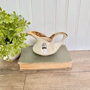 Vintage Pearl China Co Pearl Luster 22kt Gold Trim Creamer | Hand Decorated Opalescent Glaze, Gilding