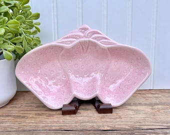 Vintage California Pottery Light Pink Strawberry Bowl, Spoon Rest, Trinket Bowl | Valley Vista California Made USA #310