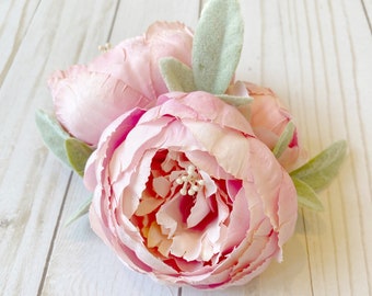 Valentines Vday Pink Floral Peony & Lambs Ear Cake Topper | Wedding Cake Topper | Smash Cake Topper | Flower Decor | Farmhouse | Minimalist