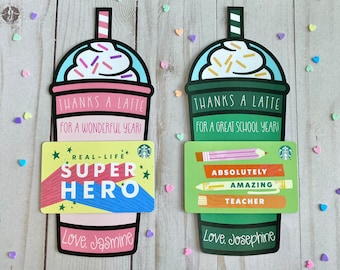 PRINTED Coffee Espresso End of School Year Summer Teacher Thank You Gift Card Holder | Teacher Appreciation | Teacher Gift | Staff Team Gift