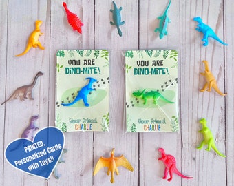 Dinosaur Valentine PRINTED Personalized | Classroom Exchange Card Toy | Dino Valentine | Kid Dinomite Gift | Student Vday | Dino-Mite Child