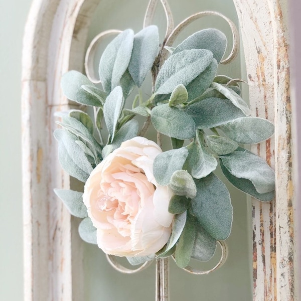 Orecchio di agnello e mini corona floreale di peonia / centrotavola matrimonio, decorazioni da tavola, mantello, decorazioni vivaio / fattoria / Boho / minimalista / Shabby Chic