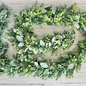 Guirnalda de orejas de eucalipto y corderos esmerilados / Guirnalda de mesa de boda, decoración de guardería / marco de tienda / granja / Boho / minimalista / Shabby Chic